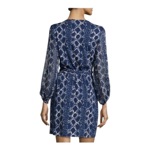 Diane von Furstenberg Sigourney Wrap Dress Snake Check Midnight Blue SZ 2 NWT - Picture 5 of 14